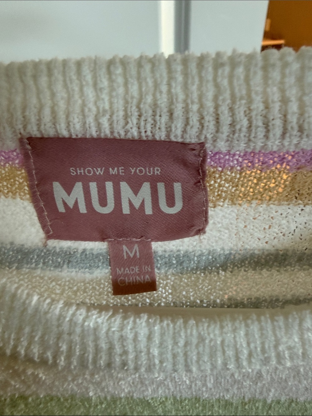 Show Me Your MuMu Pastel Stripe Short Sleeve Crew Top - Picture 2 of 2